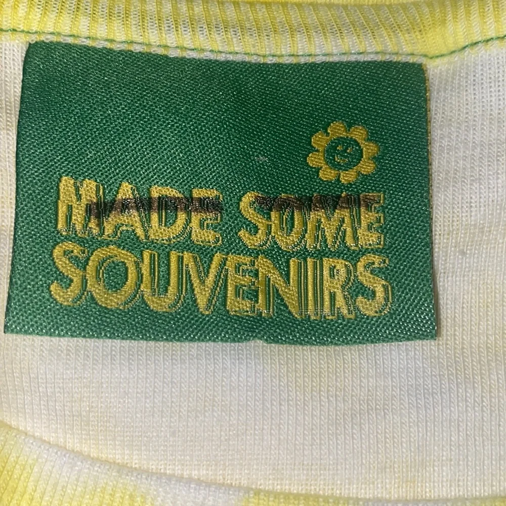 (A56) Free People Made Some‎ Souvenirs Earth Yellow Striped Cropped Tee, L, NWOT